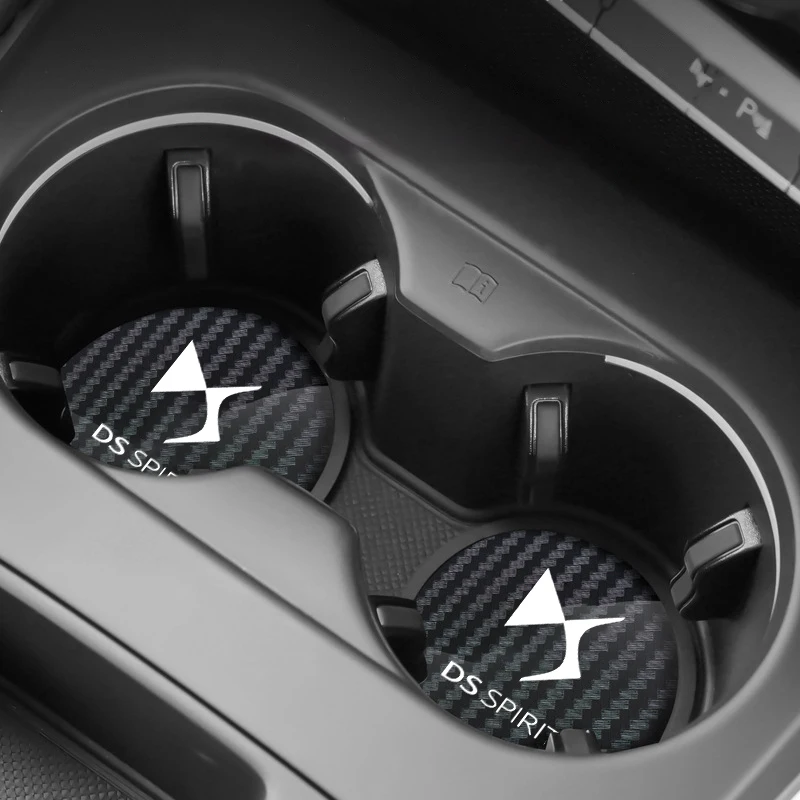 Universal Car Water Cup Slot Non-Slip Mat Carbon Fiber Holder Pads 2pcs For DS SPIRIT DS3 DS4S DS5 DS6 DS7 Interior Accessories