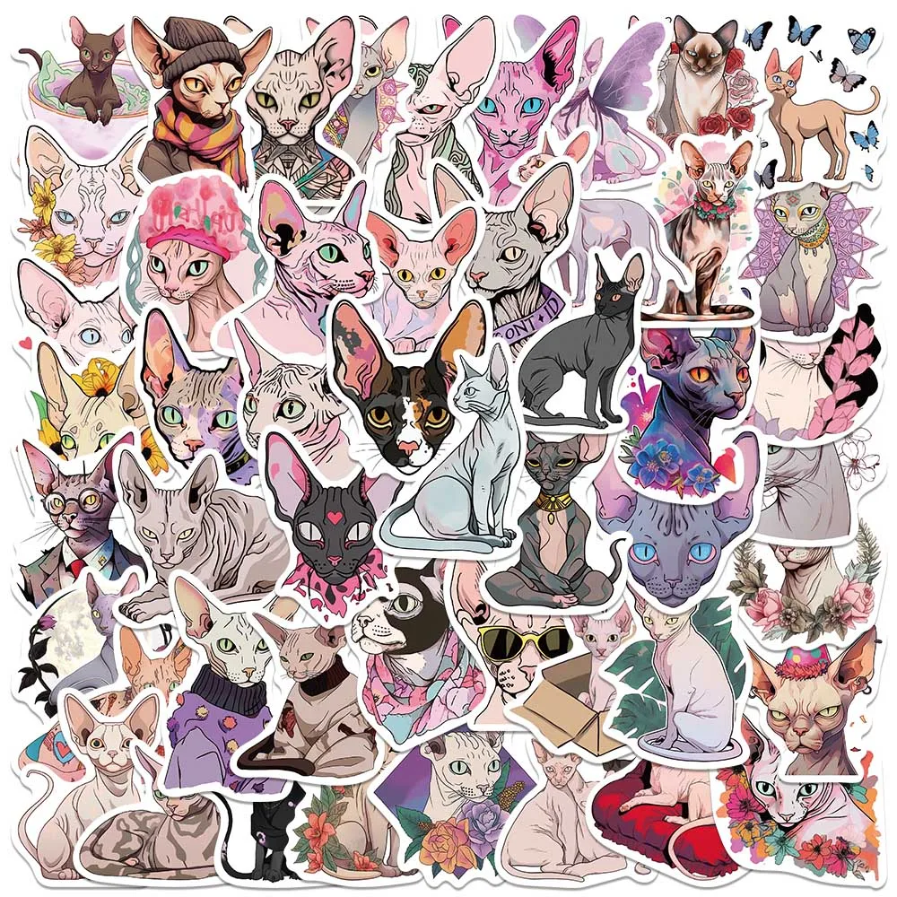 50pcs Cute Cartoon Animal Sphinx Cat Stickers For Laptop Water Bottle Luggage Notebook Waterproof Graffiti Vinyl Decals sphinx and the cursed mummy pc