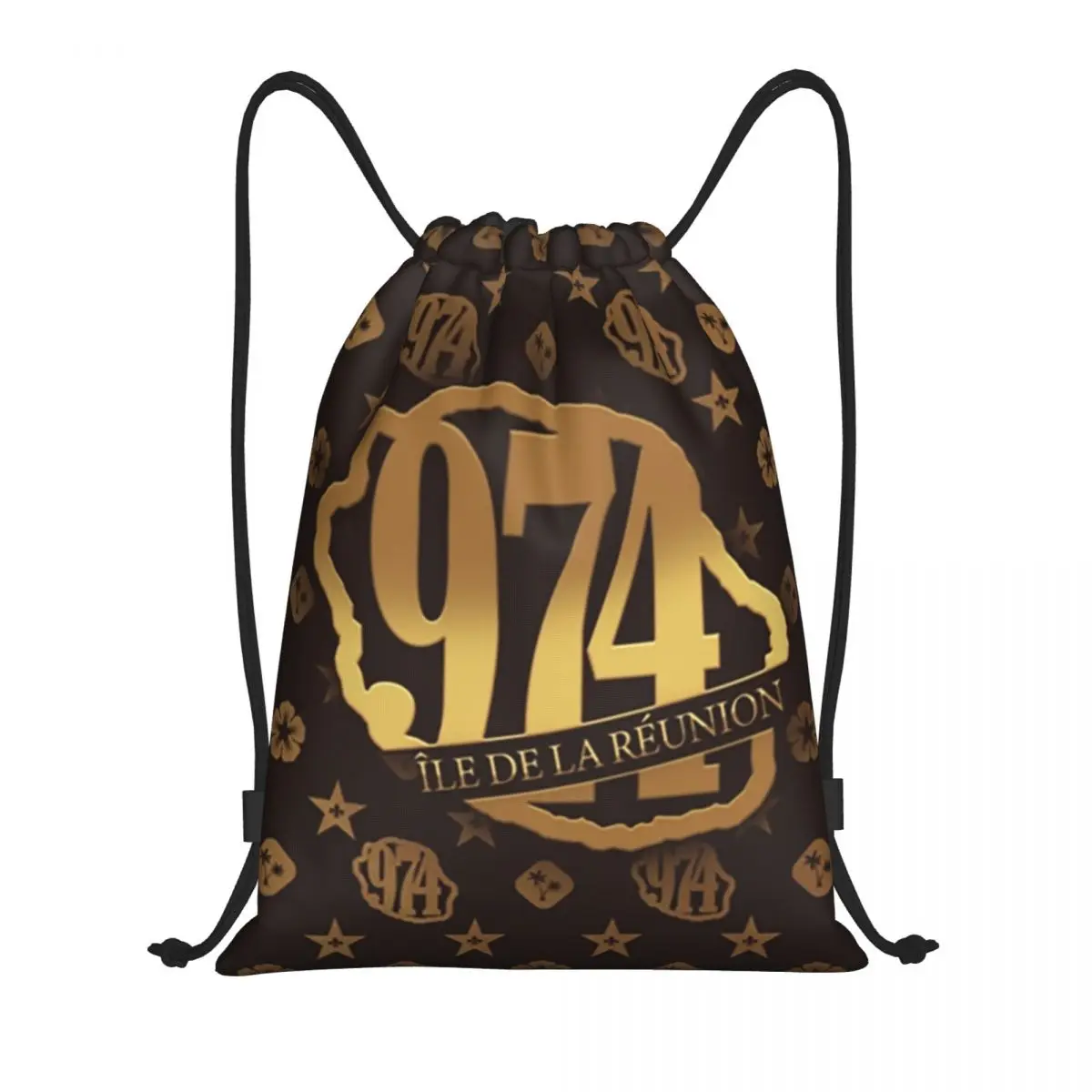 

974 Reunia Island Drawstring Backpack Women Men Gym Sport Sackpack Foldable Shopping Bag Sack