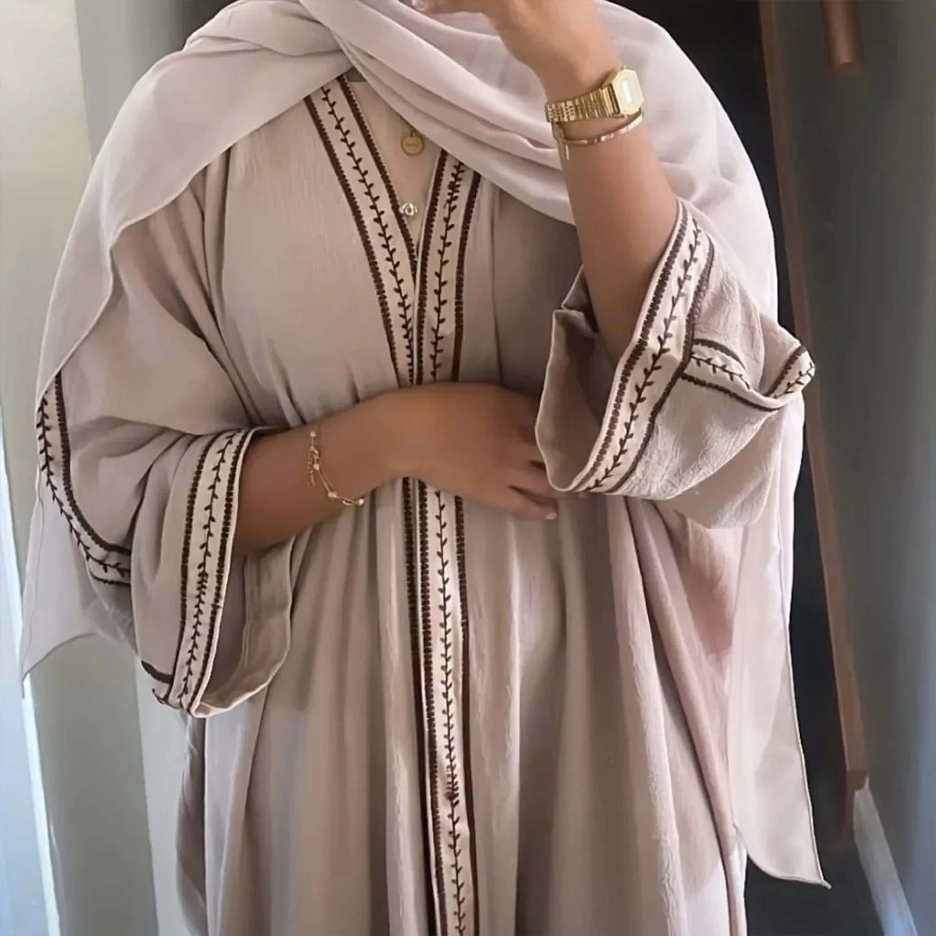 Eid Open Abaya Kimono Muslim Embroidery Abayas for Women Dubai Luxury Party Hijab Dress Turkish Kaftan Robe Islam Modest Outfit