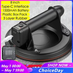 8 Inch 200KG Load Vacuum Suction Cup Heavy Duty Lifter for Granite Tile Glass Manual Lifting Powerful Air Pump 1500mah Box Pack