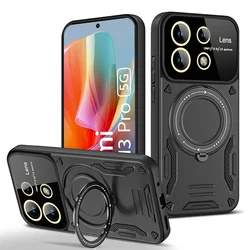 Car Magnetic Ring Armor Phone Case - Enhanced Protection Back Cover - Poco M6 Pro 4G (YD - Black)