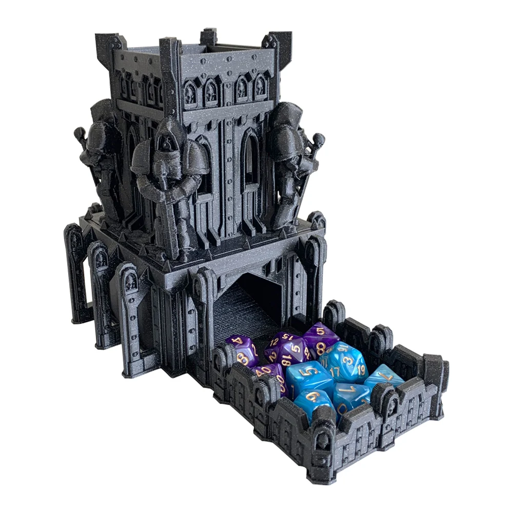 

3D Printed Rice Rolling Castle Tray Dice Tower Tabletop Gaming Tower for DND Board Game D&D RPG Desk Decoration