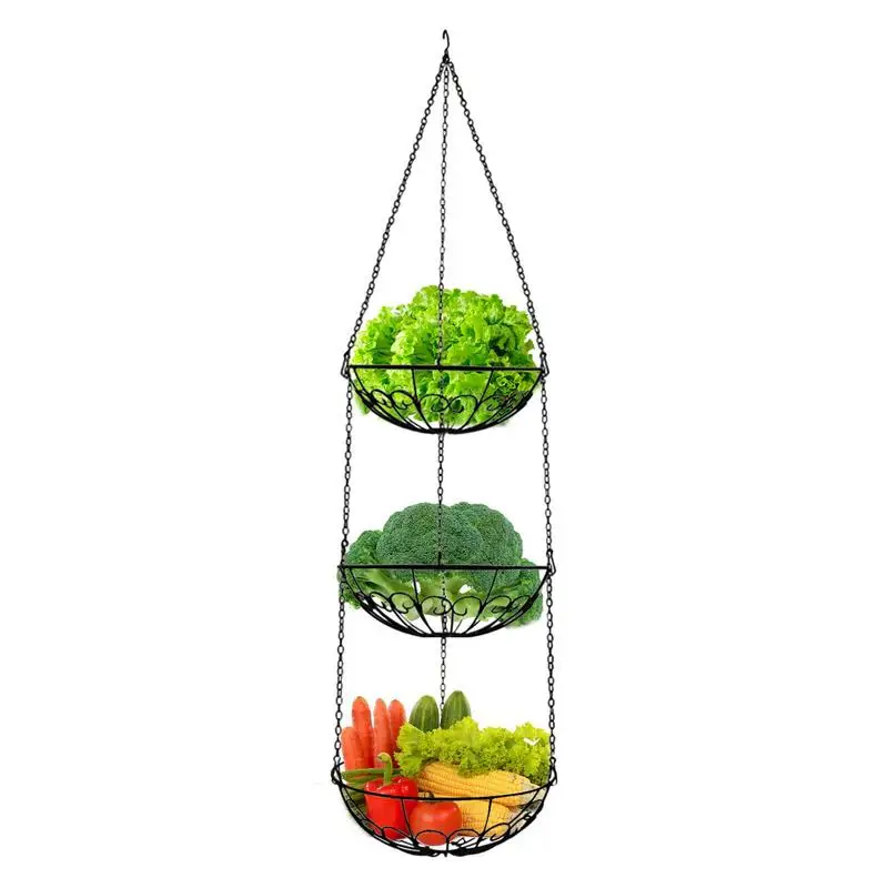 

Hangings Fruit Baskets Fruit Vegetable Storage Basket Space Saving Tiered Fruit Basket Detachable Hangings Wire Baskets For