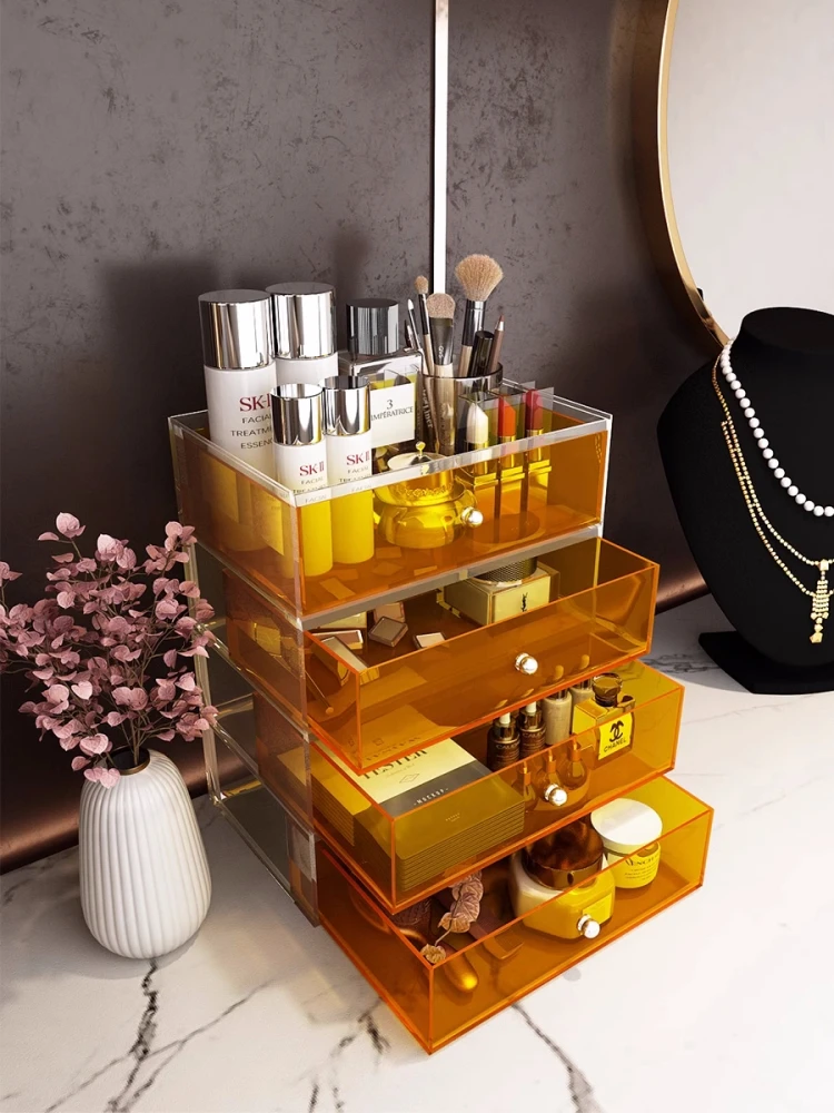 Drawer Type Cosmetics Storage Box Makeup Organizer Skin Care Lipstick  Acrylic Dust Storage Rack Make Up Organizer Storage