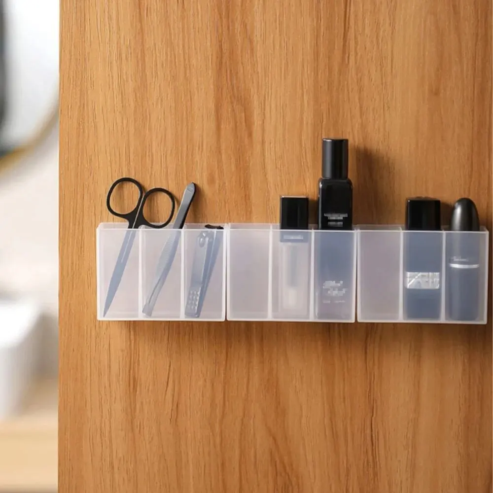 Wall Mounted 3Grids Organizer Cabinet Self-adhesive Small Objects Makeup Storage Box Holder