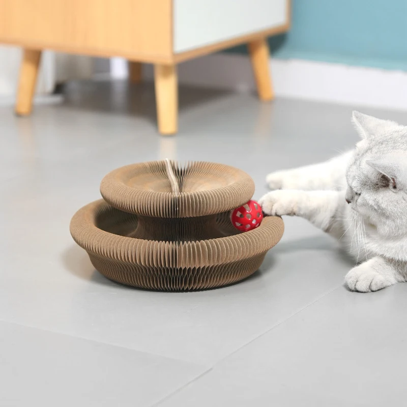 Cat Toy Pet Toys Cat Scratch Mat Magic Organ Cat Toy Cat Scratcher Toy Scratch Board With Bell Climbing Frame Corrugated Paper Resistant Nest