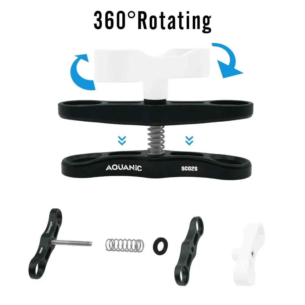 Diving Extended 2 Holes Clamp Butterfly Clip diving clamp for Ball Mount Adapter Light Arm Tray Bracket Camera Housing camera accessories camera bracket camera clamp camera handlebar clamp camera screw mount screw mount adapter camera mount bracket camera ball head mount