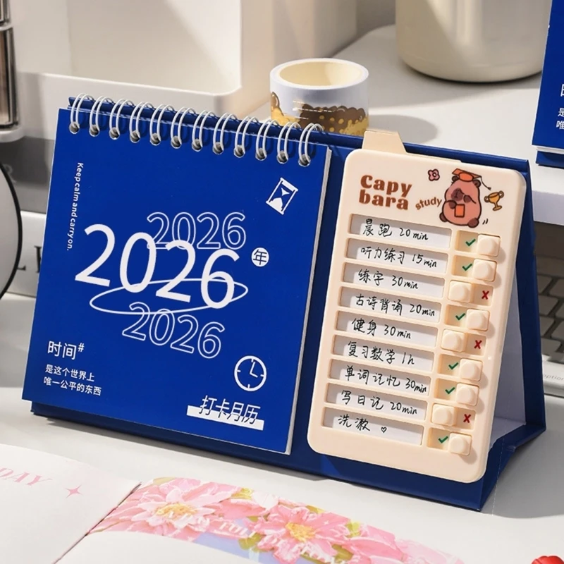 AXYB 2026 효율적인 시간 관리 일일 목표 달성 및 자동 징계 진행을 위한 스탠드업 데스크 캘린더 플래너