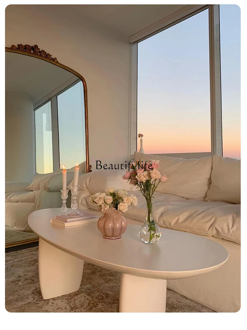 

Скандинавский простой тихий столик из массива дерева для гостиной небольшой кофейный столик в стиле облака кремового стиля