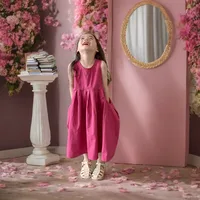 Nouvelle Robe d'Été 2026 pour Filles, Sans Manches, Couleur Unie, en Coton, Coupe Ample, Décontractée, Style Vacances, Robe de Princesse pour Enfants 3