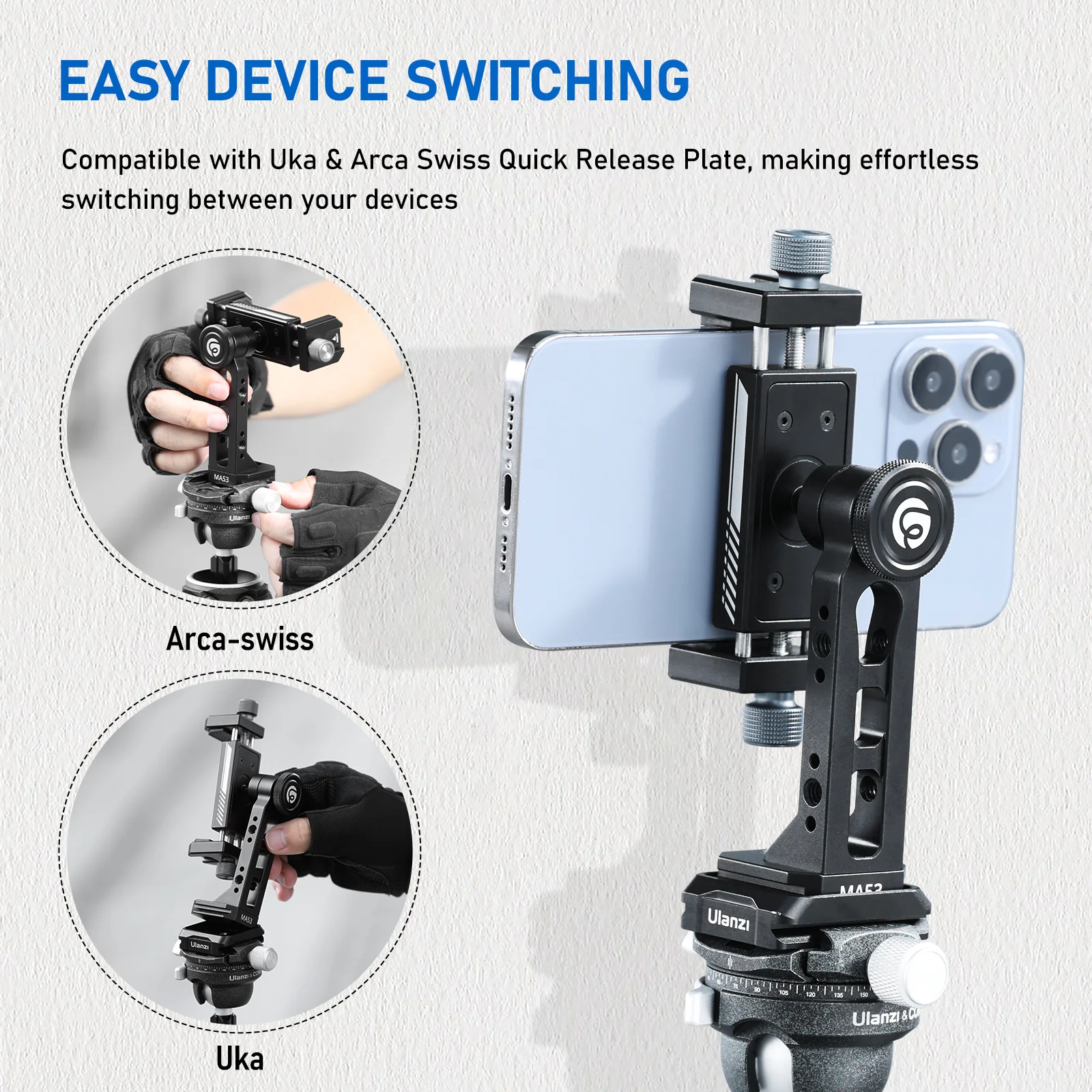 Ulanzi MA53 360 Rotation Metal Phone Holder Tripod Mount Cold Shoe Uka Arca Mount Clip Clamp with 60-95mm Width for Living Vlog - AliExpress 44