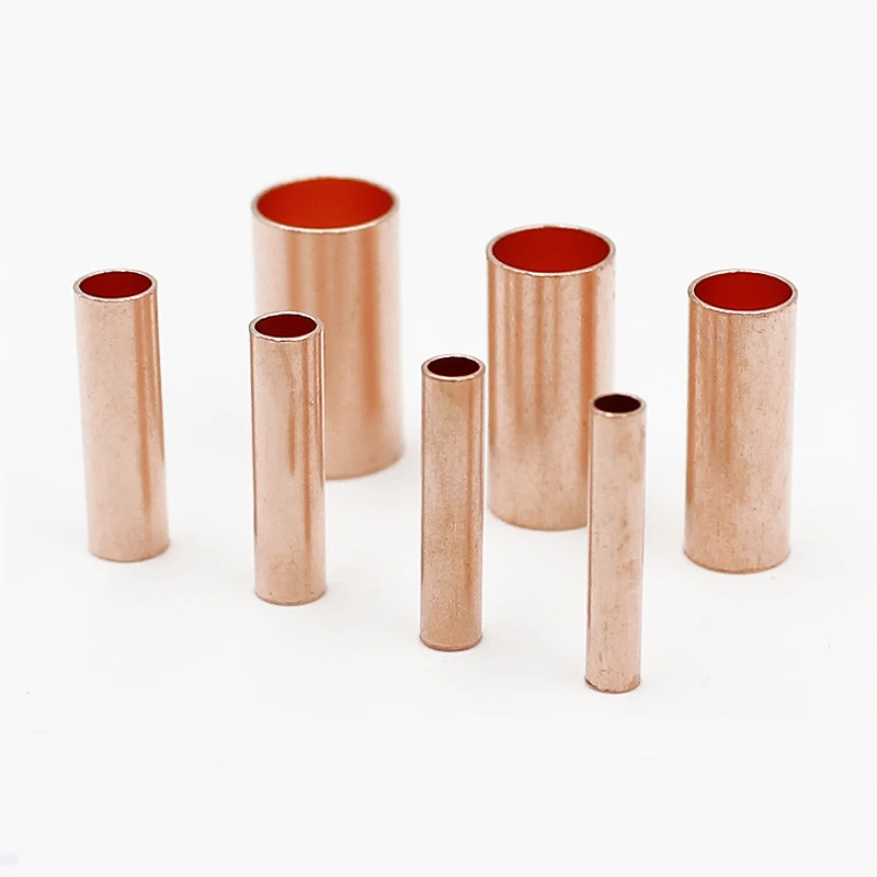 100PC 1/1.5/2.5/4/5/6/10/16/25/35mm2 Copper Connecting Pipe Wire Joint GT Small Copper Tube Wire Connector Cold Pressed Terminal wire connectors terminal connector soldering terminal
