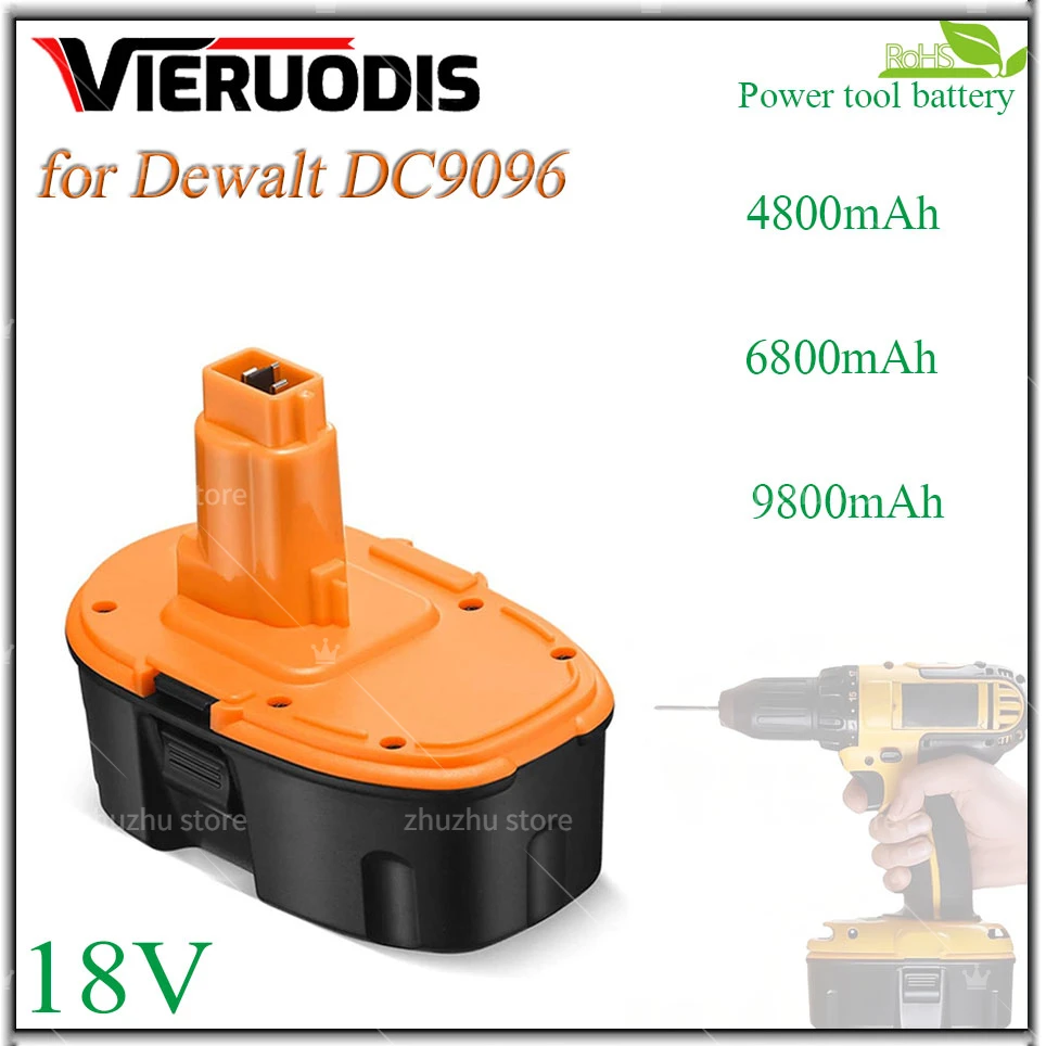 

For Dewalt 18V 4800mAh 6800mAh 9800mAh Ni-MH Power Tool DC9096 DE9039 DE9095 DW9098 DE9503 DW9096 Replacement Battery