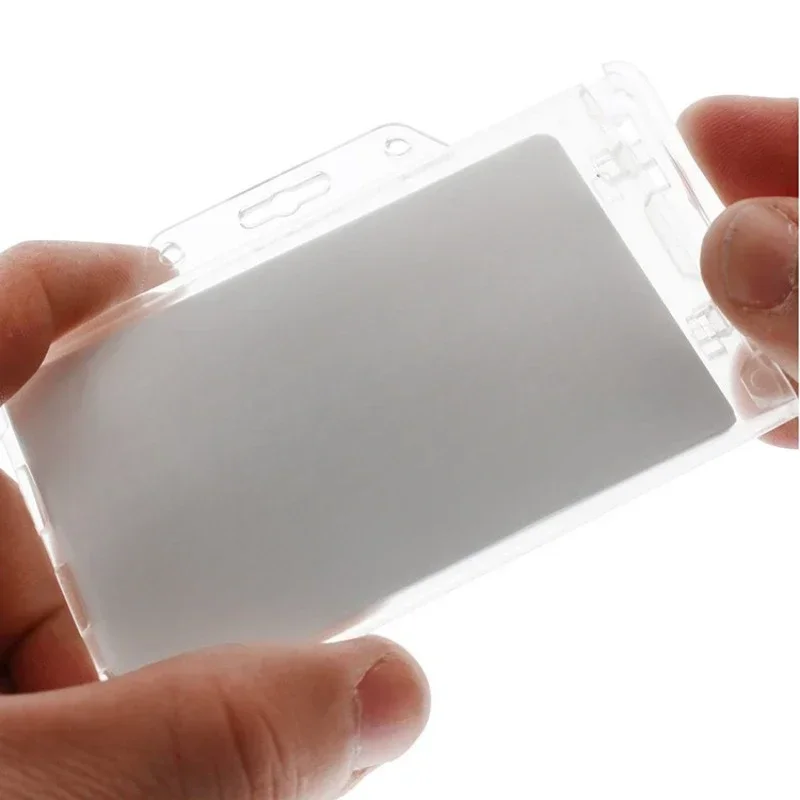 ABS Transparent Horizontal Plastic Card Holder Locking Certificate Card Holder PC Hard Plastic Chest Plate Nurse Accessories 1pc