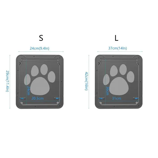 Plastic Pet Lockable Screen Door Automatic Lock Weatherproof Dog Flap Door Ventilation Magnetic Flap Self-Closing Pet Door 6