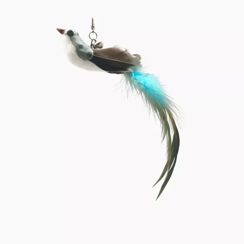 Simulation Bird Shape Interactive Funny Cat Stick Toy with Suction Cup Feather Bird Kitten Play Chase Exercise Cat Toy Supplies 