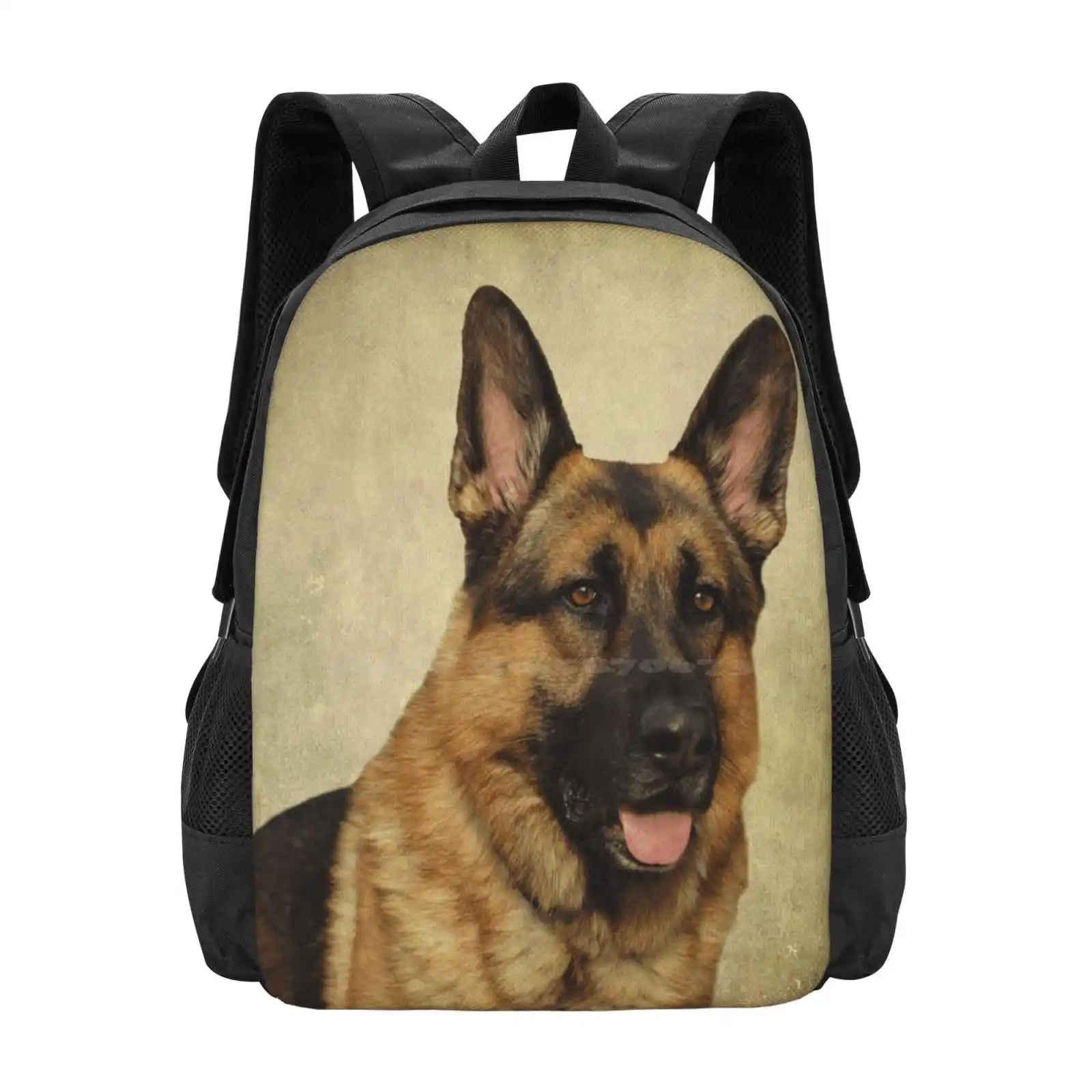

German Shepherd Portrait Pattern Design Bag Student'S Backpack German Shepherds German Shepherd Dogs Indiana German Shepherd