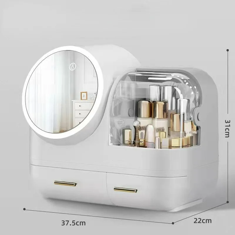 Led Makeup Mirror Storage Box Cosmetic Organizer