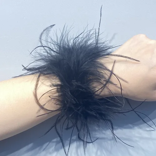 여성용 진짜 타조 깃털 커프스 깃털 팔찌, 흰색 커프스 펜, 깃털 셔츠, 여아 모피 커프스 장식, 보아 깃털 4