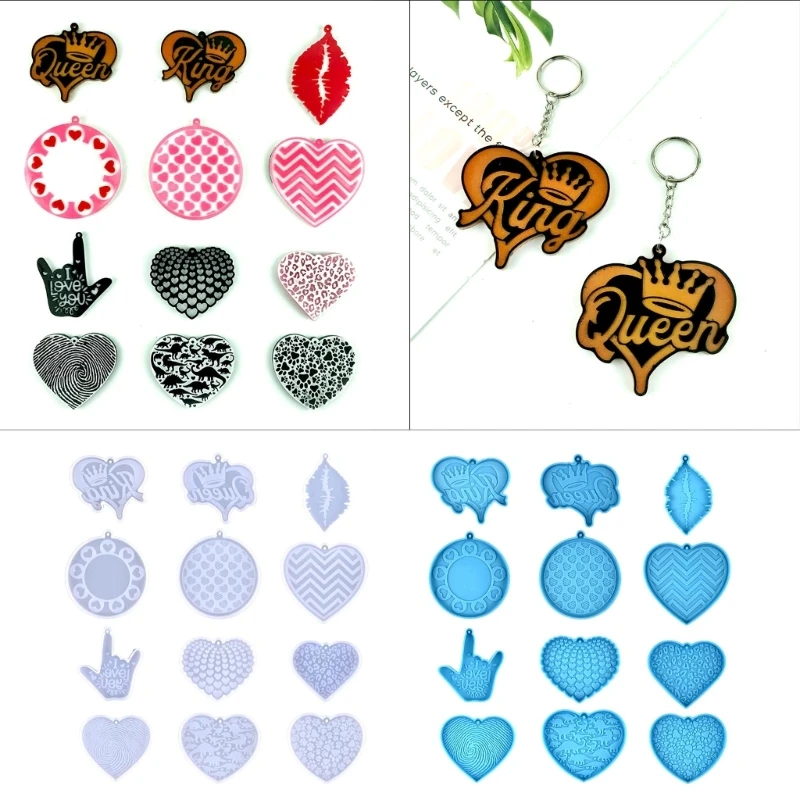 

12 шт., силиконовые формы для брелоков