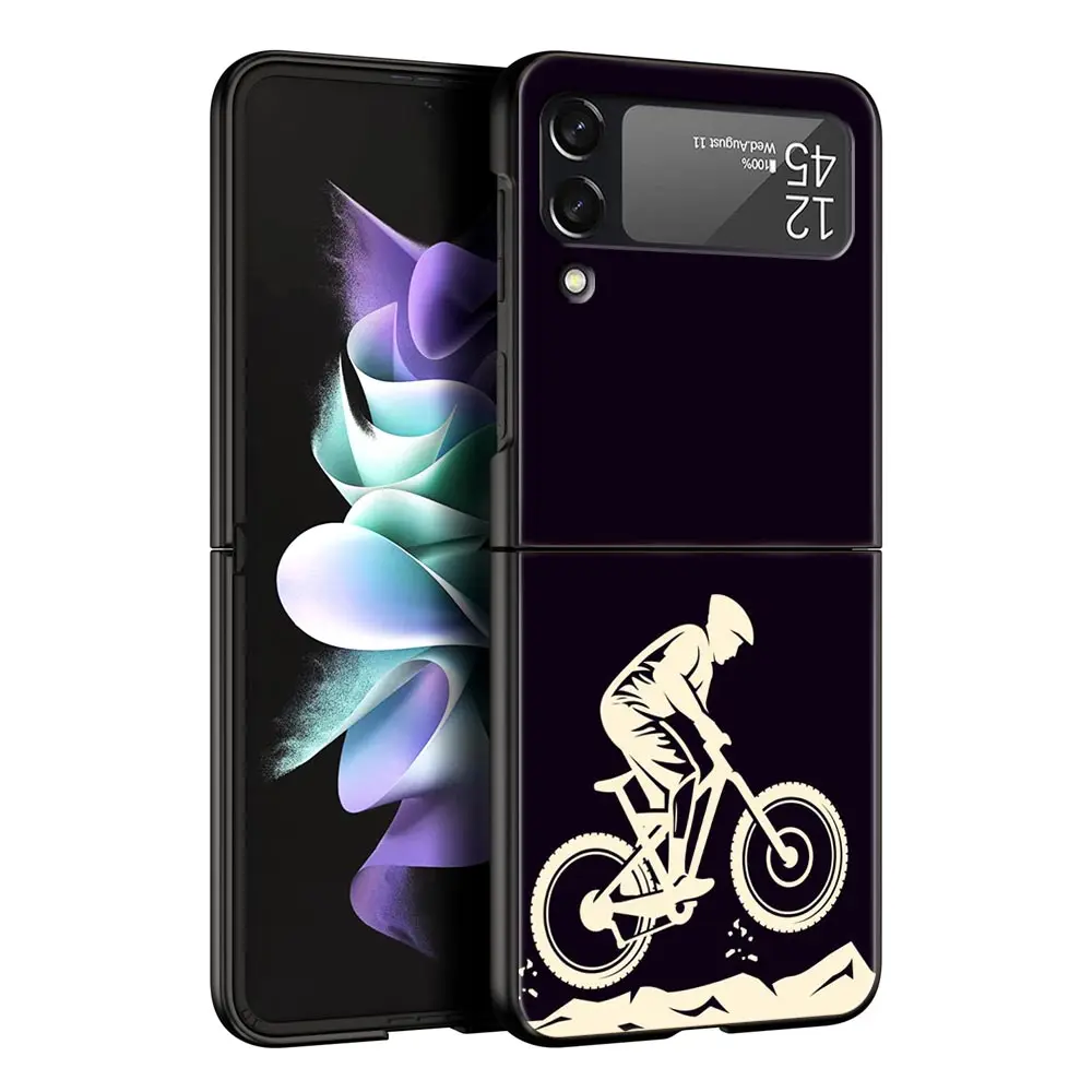 Mountain Bike Art Phone Case - Black Hard Folding Cover
