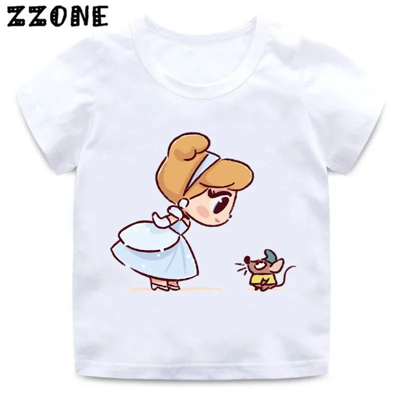 Little Mermaid Ariel Princess Cinderella Print Cute Kids T-Shirts Girls Clothes Baby Boys T shirt Summer Children Tops,ooo5326 2