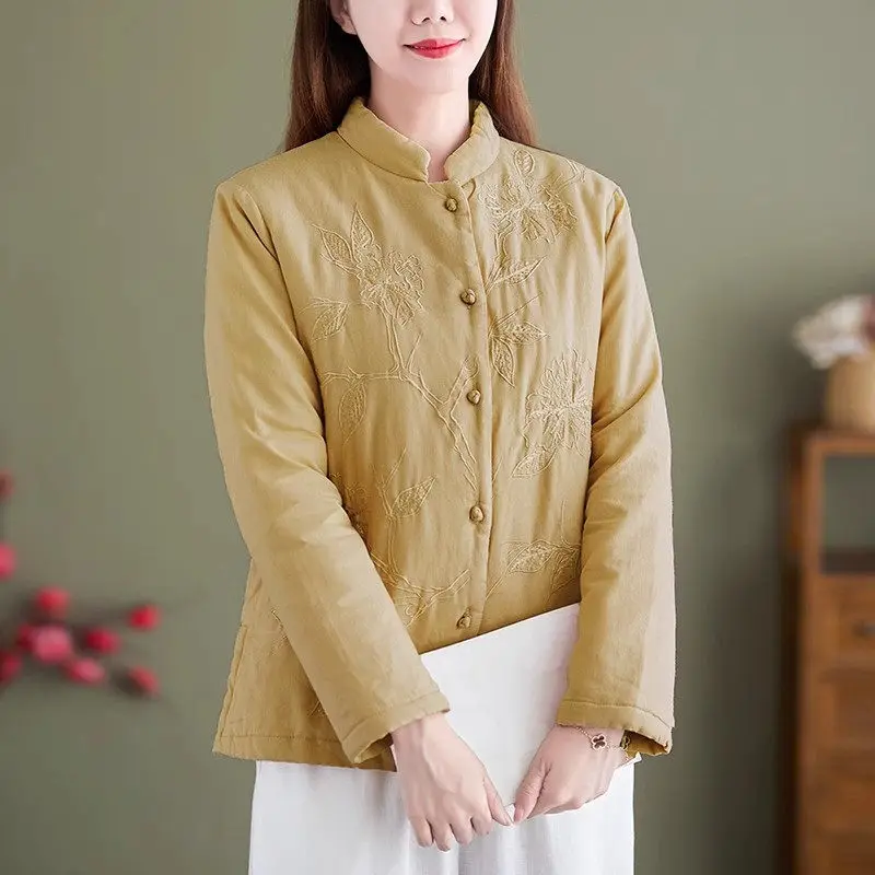 

Женская Стеганая куртка с вышивкой, теплая короткая куртка большого размера в китайском стиле ретро, Z3314, осень 2023