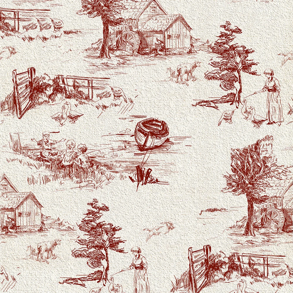 Peel And Stick Wallpaper Vintage Red Farmhouse Farming Contact Paper