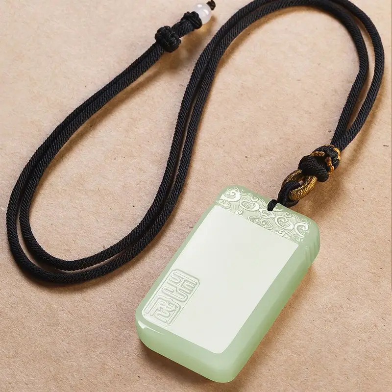 Afghan jade clear water fine material auspicious cloud peace and prosperity sign jade plate pendant pendant necklace