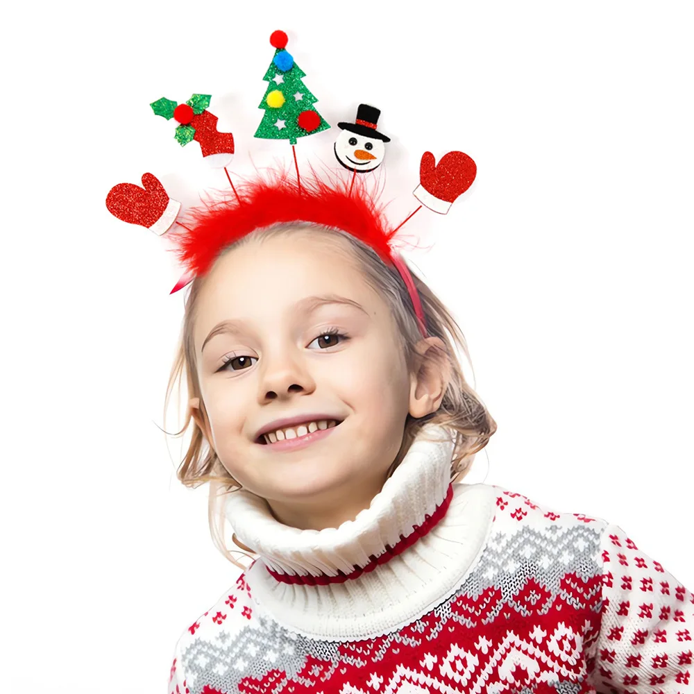 1Pcs Christmas Headbands Children Adult Hair Band Red Christmas Santa Claus Snowman Antlers Headband Xmas Decoration Girls Gifts