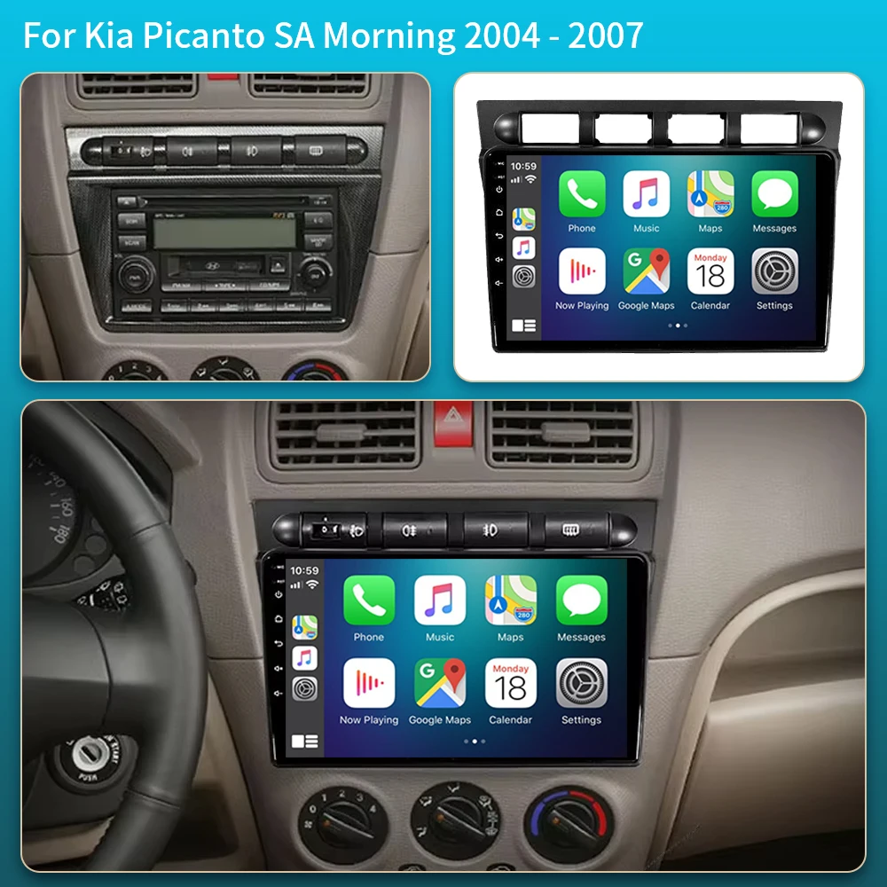 Radio para Auto Android 16 para Kia Picanto SA Morning 2004 - 2007, Reproductor Multimedia Estéreo, GPS, WIFI+4G, Carplay Inalámbrico, Video para Auto, DSP 2