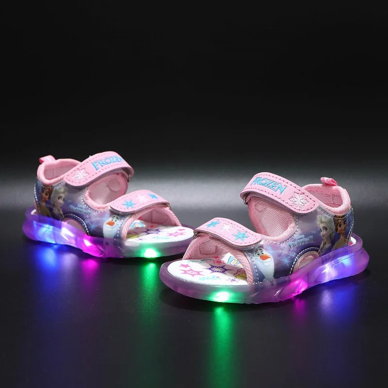 

Disney new frozen led luminous shoes cartoon children's shoes summer boys and girls beach sandals