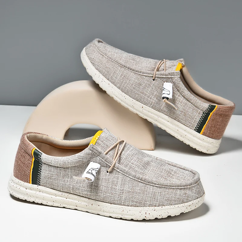 Sapatos de lona leve para homens, mocassim masculino, sola macia