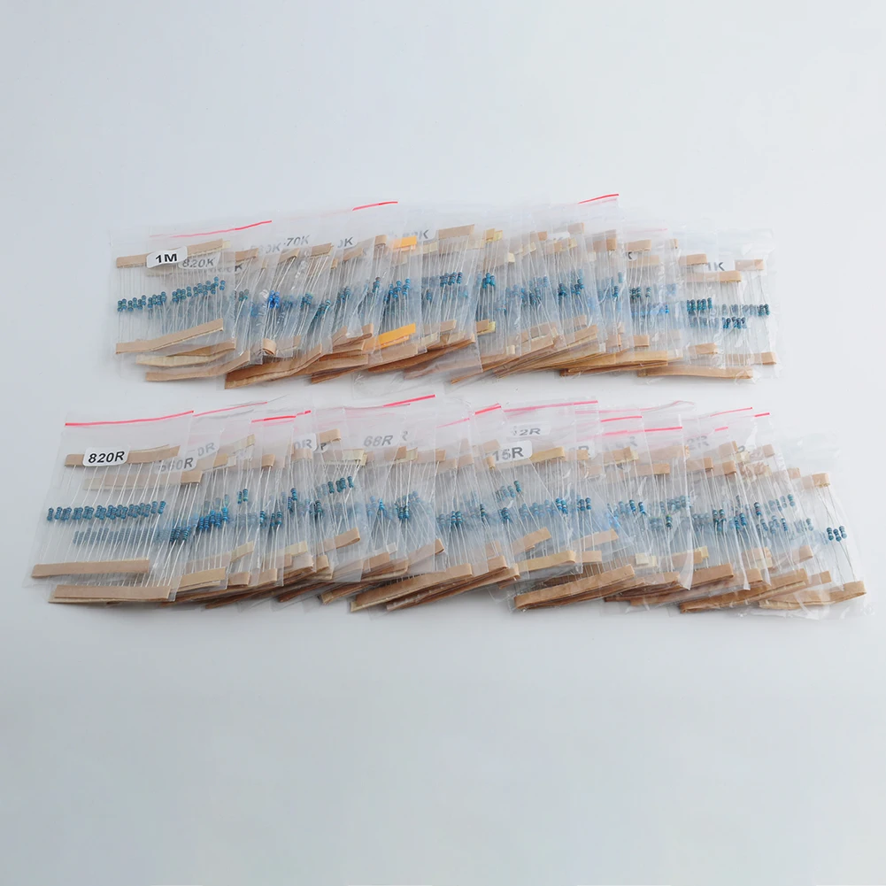 1460 PCS Resistors Assortment Kit, 1/4W 1% Metal Film Resistor Pack, 1 ohm-1M ohm Assorted Resistance Set, 20 pcs per value