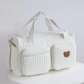 Borsa da viaggio per mamma di grande capacità Borse da donna Borse per pannolini per pannolini per bambini Borse per la spesa per maternità da donna in cotone a spalla