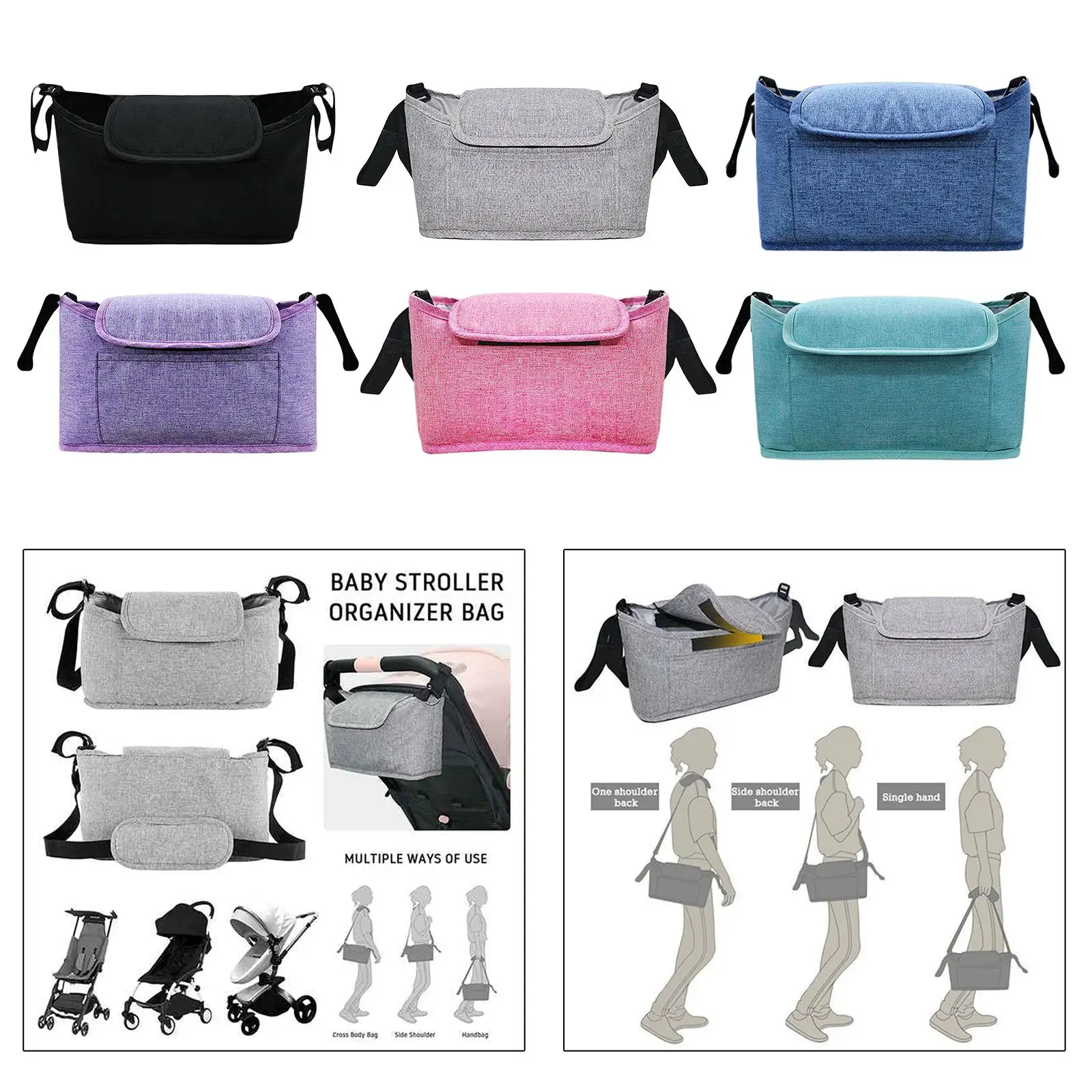 

baby Hanging Bag Pram Organiser Bag Bottle Cup Holder Accessories