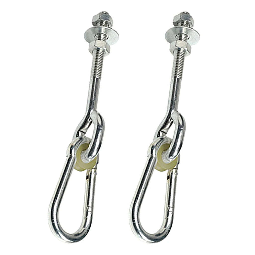 1 Pair Swing Hanger Thread Hook Playset Playground Yoga Metal Heavy Duty Seat Safety Locking Ceiling Mount 3