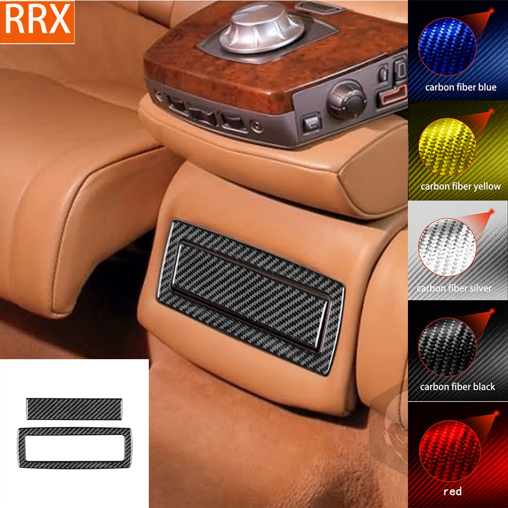 

For BMW 7 Series E65 2002-2008 Rear Cup Holder Panel Frame Trim Cover Tuning Real Carbon Fiber Sticker Car Interior Accessories