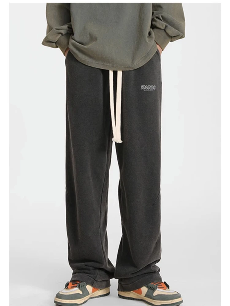 Casual Trousers Letter Print Men's Sports Straight Loose Mid-Low Waist Sweatpants Fashion Trendy Casual Four Seasons Universal