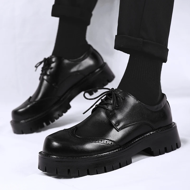 Platform Fashion Business Dress Men Shoes New Classic Leather Men Formal Shoes Comfortable Slip On Dress Oxfords