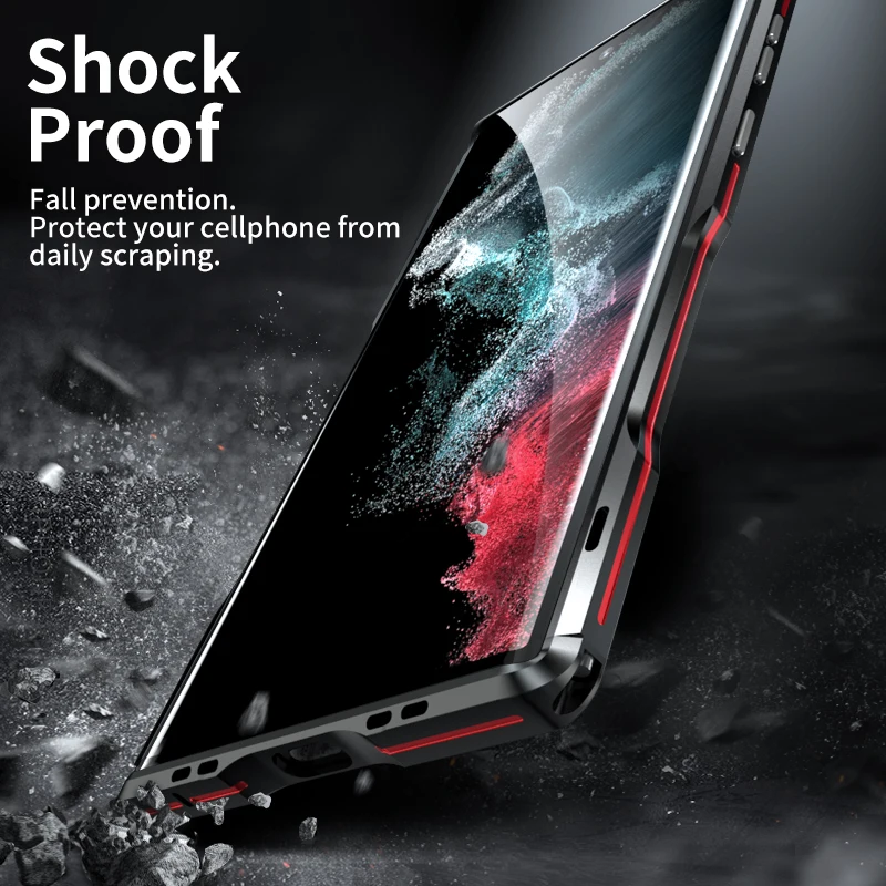 Luphie Cases For Samsung Galaxy S22 S21 Ultra Plus S21 Shockproof Armor Metal Bumper Irregularly Aluminum Cover Case