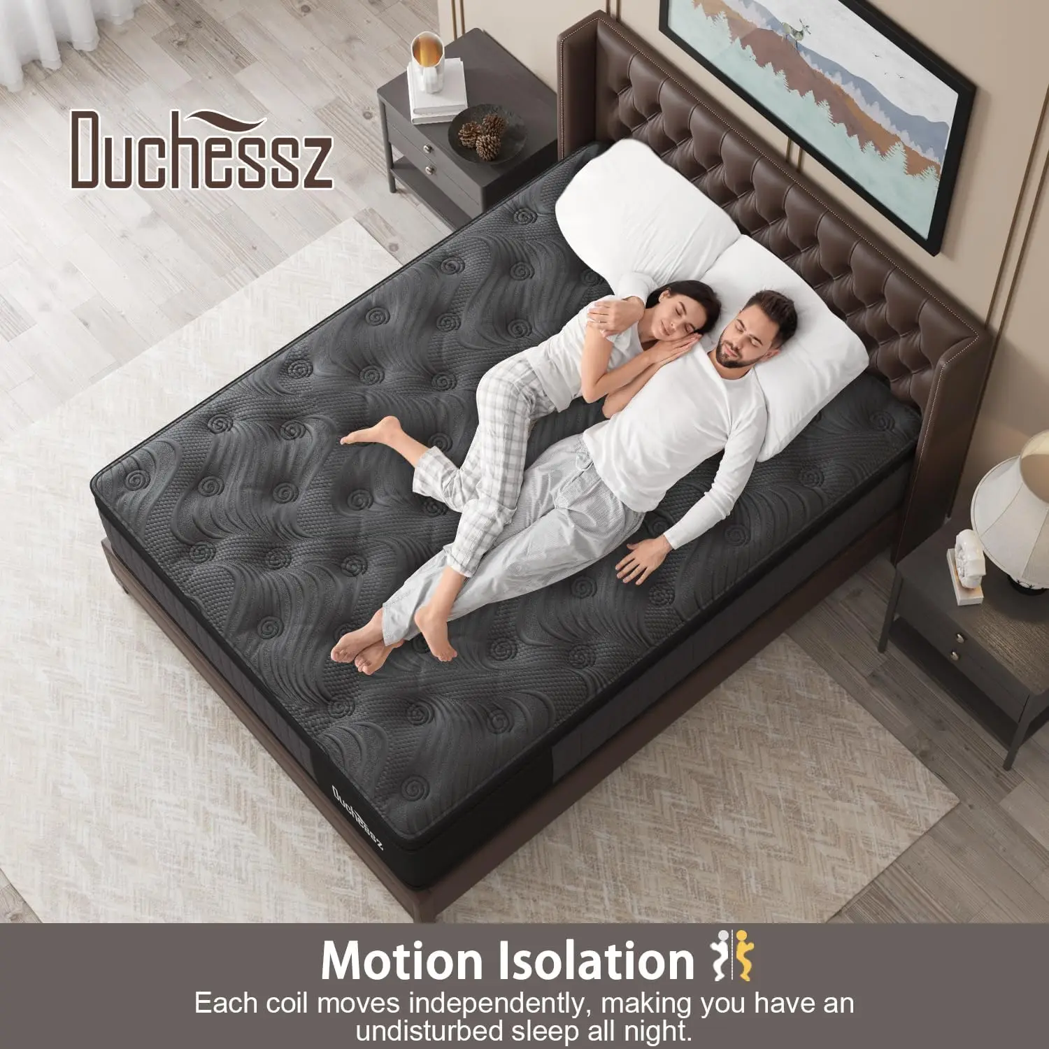 Queen Mattress 12 Inch Hybrid Mattress Black with Gel Memory Foam and Individually Pocket Innerspring Euro Top Mattress Medium 5