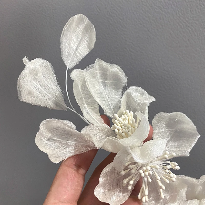 Elegant Wedding Hair Accessories Floral Hairpin Photography Studio Props Bridal Headwear Silk Material Beautiful Flower Design - 3
