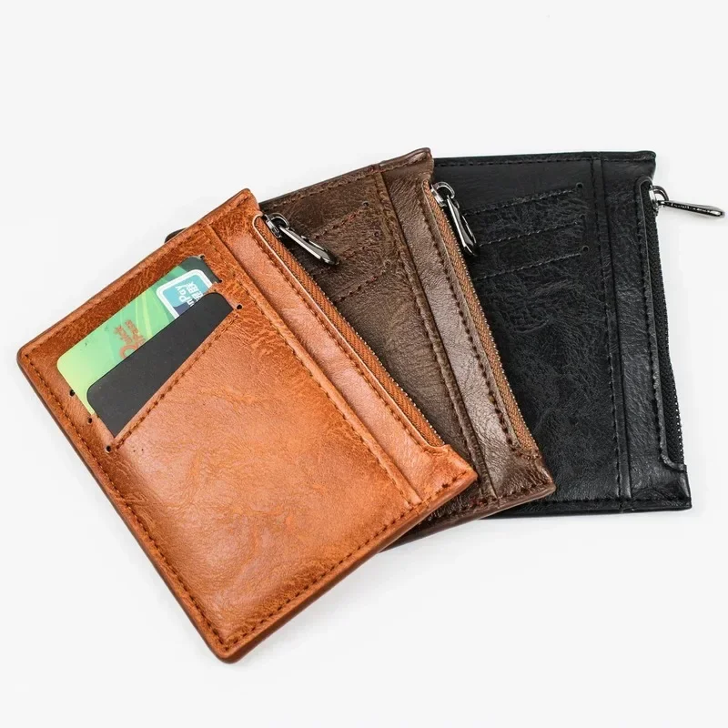

Men Wallet Money Bag Zipper Coin Purse Case Vintage Men Leather Slim Short Wallet Male Coin Money Credit Card Holders Purses