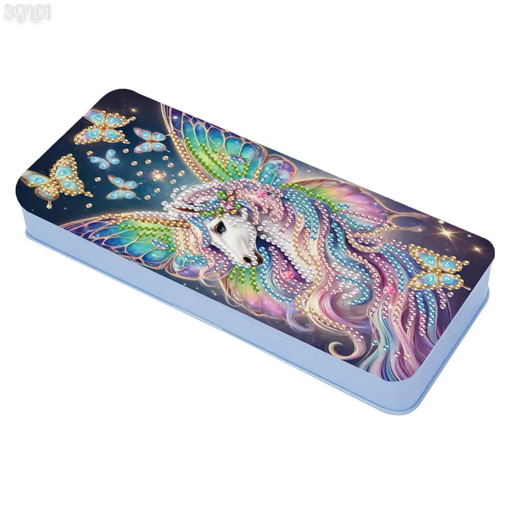 다이아몬드 그림 연필 케이스 다이아몬드 그림 연필 상자 미적 다이아몬드 아트 펜 홀더 다이아몬드 그림 편지지 케이스