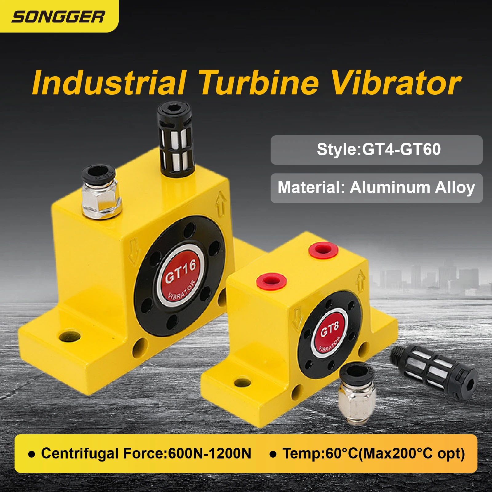10 Pack - Industrial Pneumatic Turbine Vibrators GT-8 with Silencer