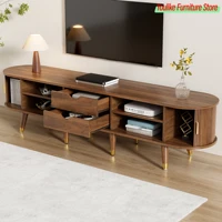 Шкаф для телевизора Comanlai 175 см из ротанга с раздвижной дверью и 2 ящиками Подставки для телевизора из МДФ с местом для хранения и открытыми отделениями