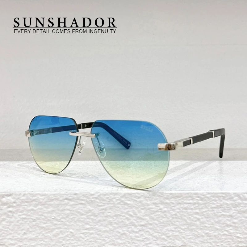 

Vintage frameless sunglasses for men Oval women metal high quality sunglasses Ultralight fashion progressive color glasses