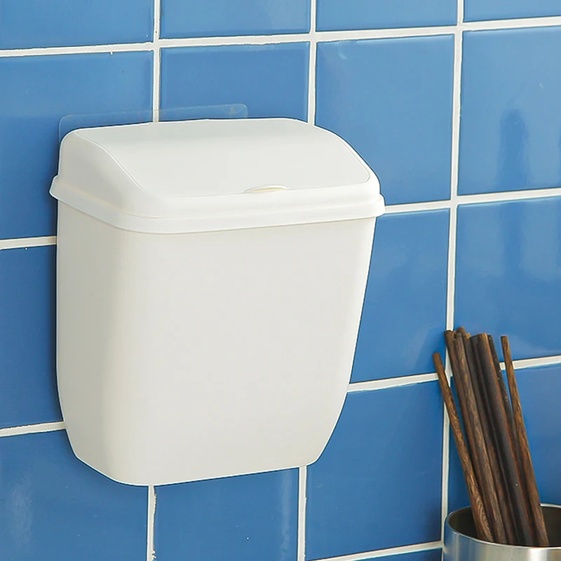 Mini Plastic Wall Mounted Trash Bin for Kitchen Bathroom Home